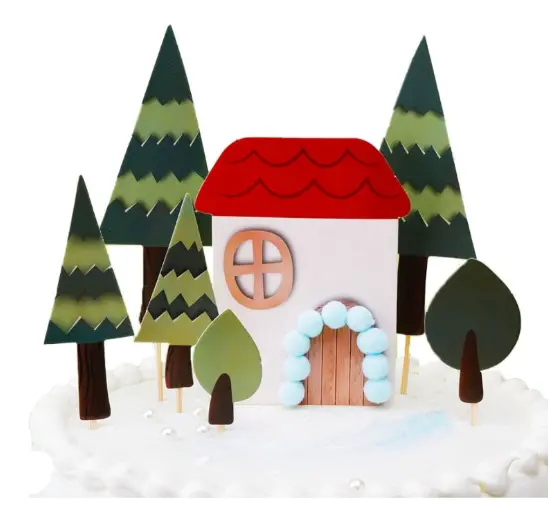 7pcs Christmas House theme cake Cupcake topper set style 21