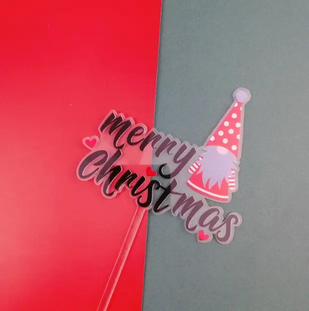1 pcs Printed Merry Christmas acrylic cake topper Style 28