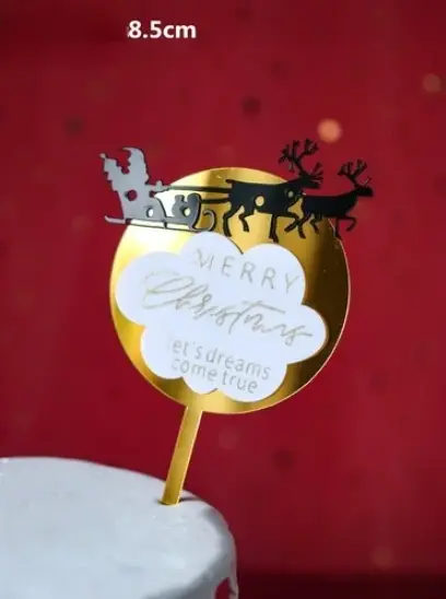 1 pcs Double Acrylic Merry Christmas acrylic cake topper Style 28