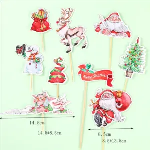 9 pcs Christmas theme cake Cupcake topper set style 31