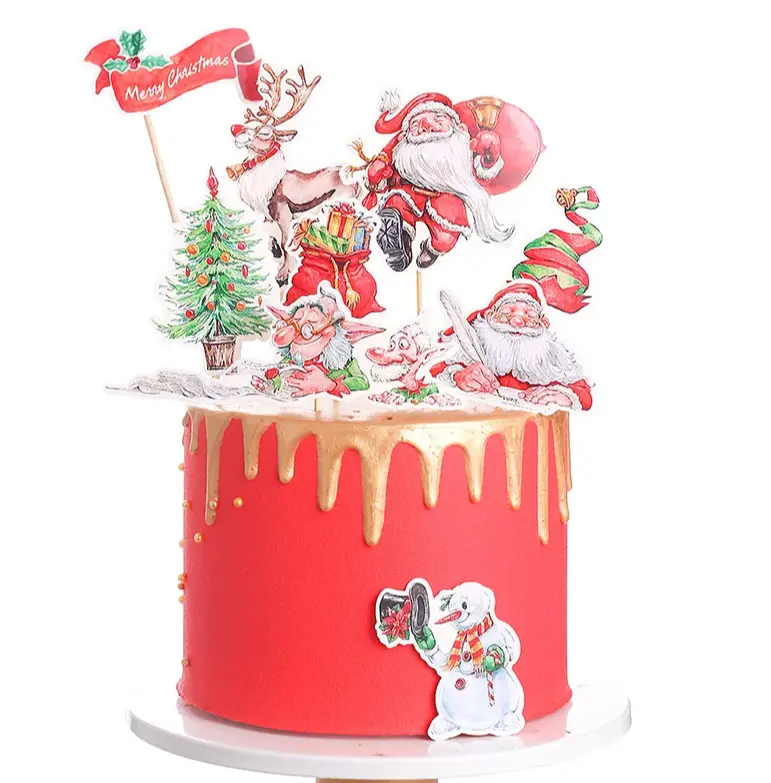 9 pcs Christmas theme cake Cupcake topper set style 31