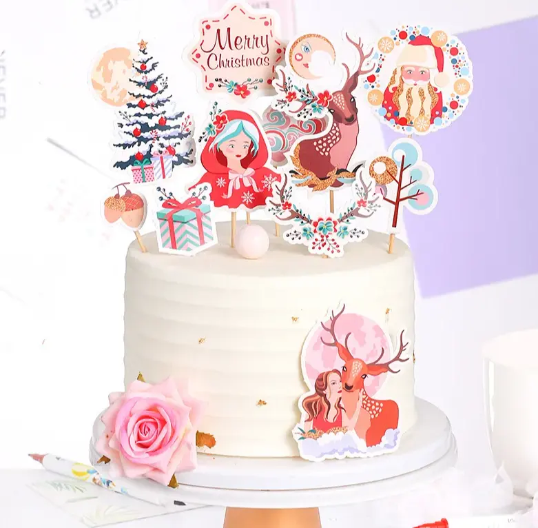 11 pcs Christmas theme cake Cupcake topper set style 30