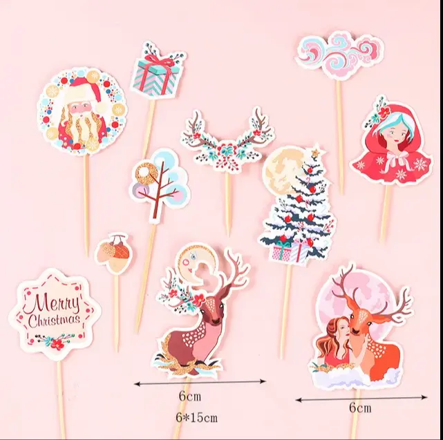 11 pcs Christmas theme cake Cupcake topper set style 30