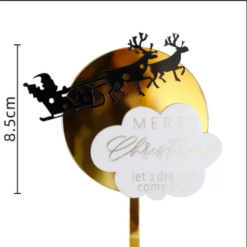1 pcs Double Acrylic Merry Christmas acrylic cake topper Style 28