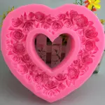 Large Detailed Flower Heart Frame silicone mould style