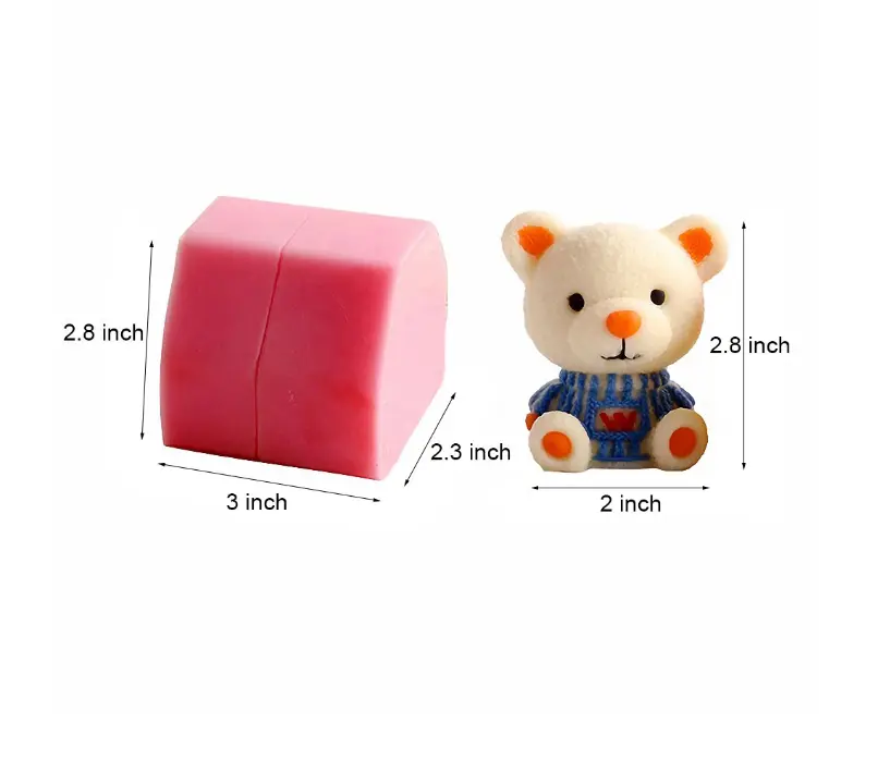 3D Teddy Bear Silicone Mould- for Candle, Fondant, Chocolate