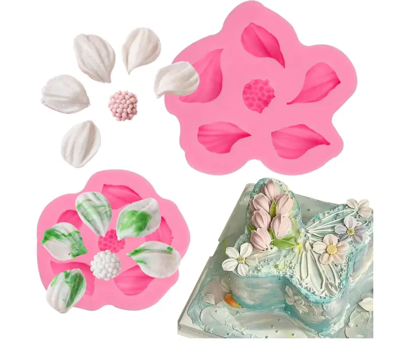 2 pcs 3D Tulip Flower silicone Mould set