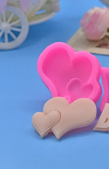 Cute Double Heart Popsicle silicone mould