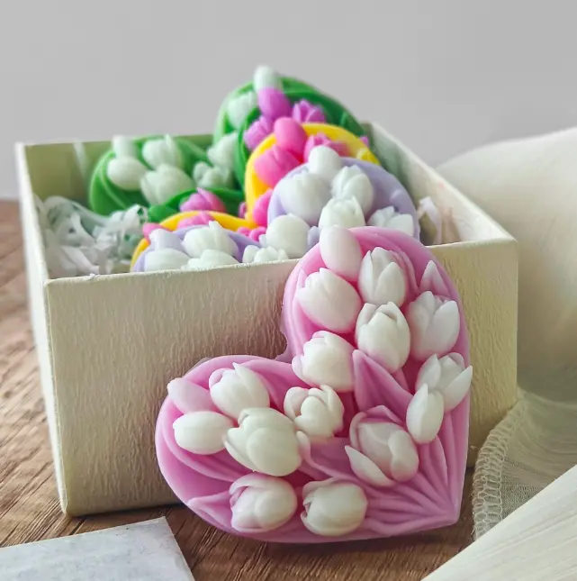 Tulip Heart Flower theme Silicone Mould for Resin,soaps ,Candle Mould