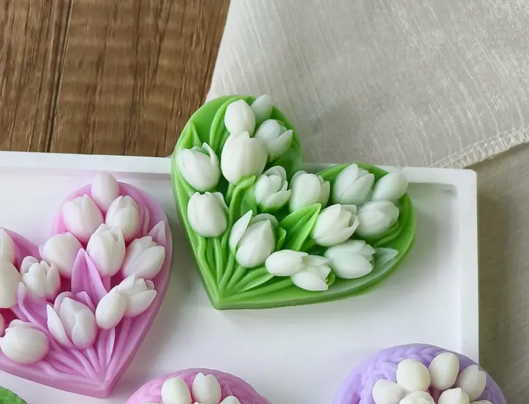Tulip Heart Flower theme Silicone Mould for Resin,soaps ,Candle Mould