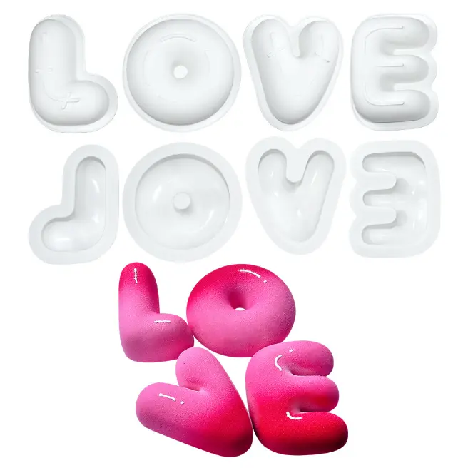 4 pcs Love Shape Nonstick Baking Silicone Mould