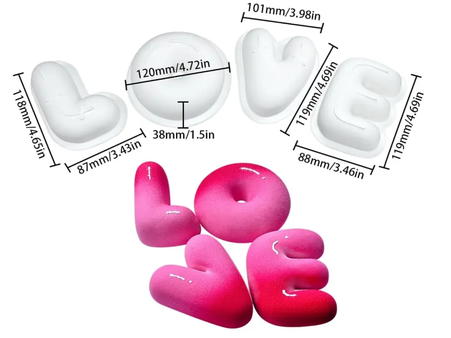 4 pcs Love Shape Nonstick Baking Silicone Mould
