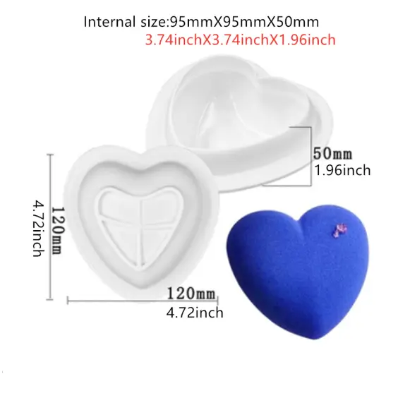 4.7 Inch Heart Silicone Mold for Baking Mousse Cake Mold Chocolate Dessert Mold,Easy Release Non Stick Silicone mould entremet mould