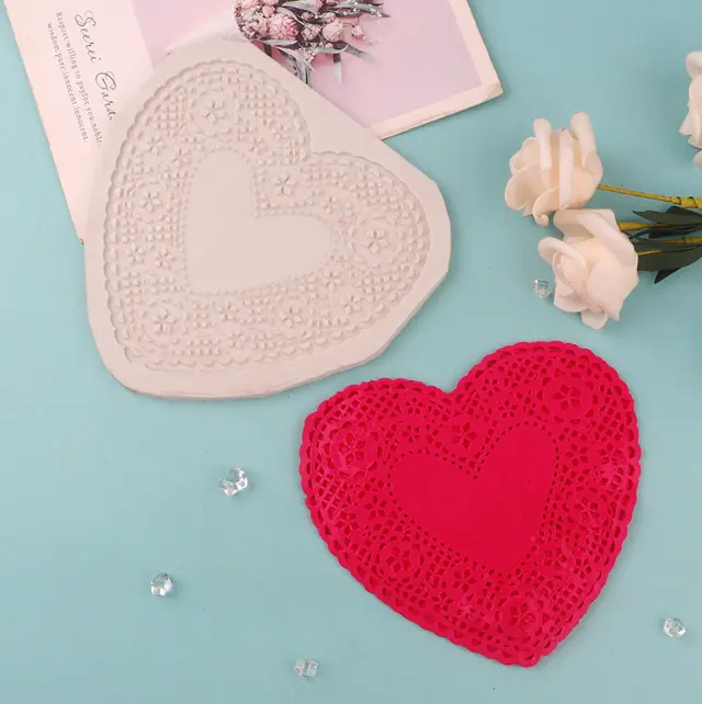 Large heart lace silicone mould