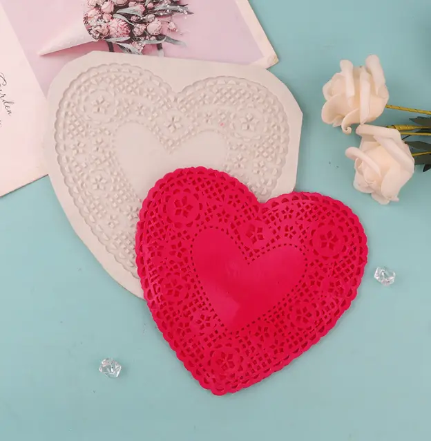 Large heart lace silicone mould