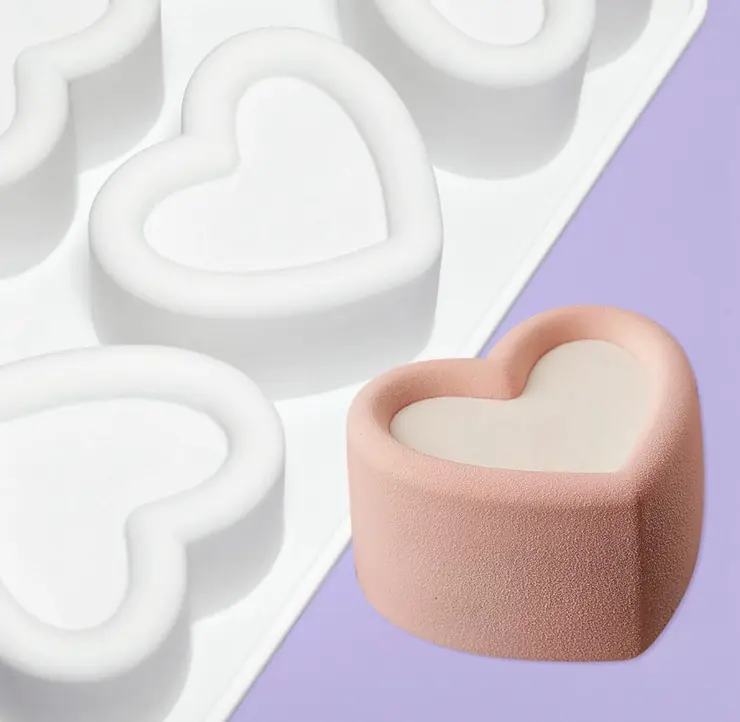 6 Cavity Concave Heart Entremet Cake Silicone Mould