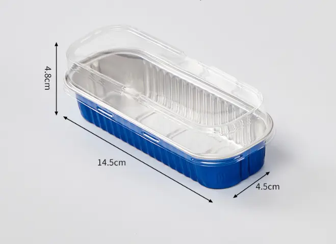 Rectangle Aluminum Tin Foil Bake & Serve Cup with Lid | Aluminium Containers | Non-Stick Foil Baking Container - 5 Pcs Pack (200ml)