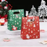 10Pcs Green Christmas Portable Paper Bags
