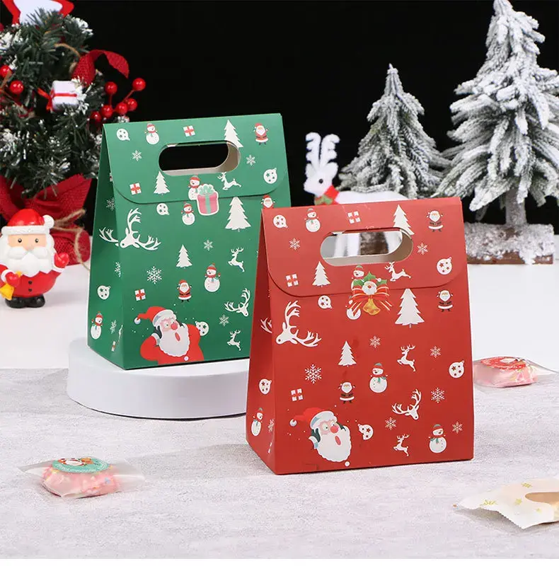 10Pcs Green Christmas Portable Paper Bags