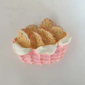 1pcs Pink Bread basket Cake Topper Toy