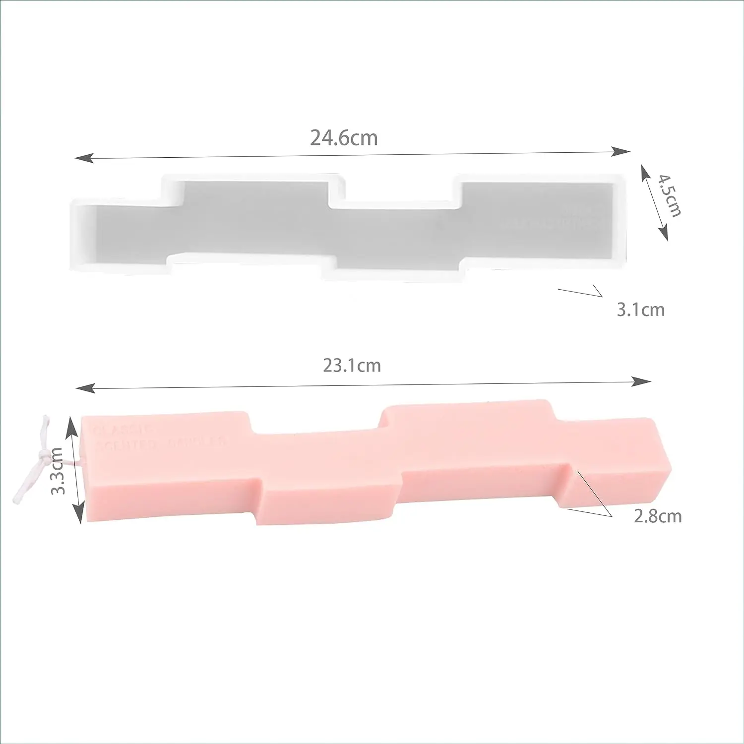 The Square Shape of a Long Strip silicone Candle Mould