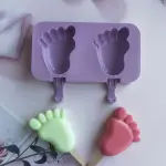 2 cavity feet design cakesicle mould with lid cover plus 50 wooden sticks