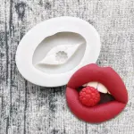 lips holding raspberry theme silicone mould