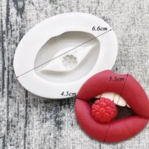 lips holding raspberry theme silicone mould
