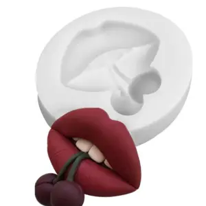 lips holding Cherry theme silicone mould style 2