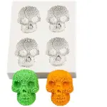 4 cavity skull silicone mould