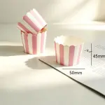 50 Pcs White & Pink Striped Cupcake Liners