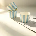 50 Pcs White & Blue Striped Cupcake Liners
