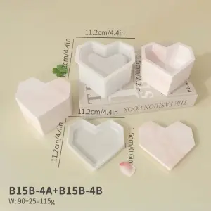 heart shape storage box with lid silicone mould (large size )