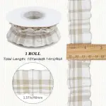 Beige Plaid Crumpled Ribbon (1 Inch x 9 Meters)