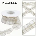 Beige Plaid Crumpled Ribbon (1 Inch x 9 Meters)