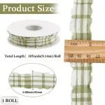 Green Plaid Crumpled Cake Ribbon - 1 Inch x 9 Meters