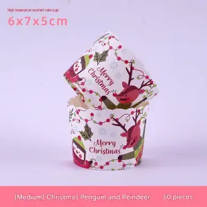 50 Pcs Snowman Reindeer Christmas Cupcake Liners