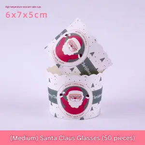 50 Pcs Santa Christmas Cupcake Liners (Medium)