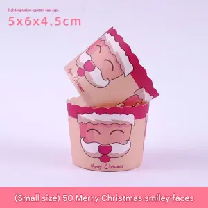50 Pcs Small Santa Christmas Cupcake Liners