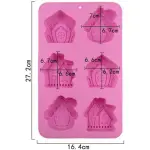 6 Cavity Christmas gingerbread house silicone mould for chocolate resins etc