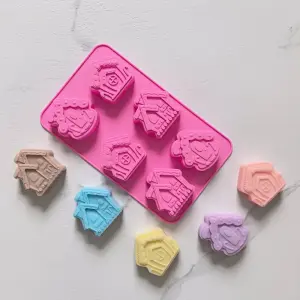 6 Cavity Christmas gingerbread house silicone mould for chocolate resins etc