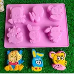 6 CAVITY MOUSE CATTLE RABBIT SHAPE CARTON SILICONE CAKE Mould