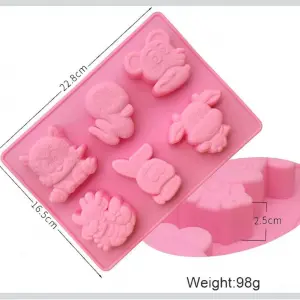6 CAVITY MOUSE CATTLE RABBIT SHAPE CARTON SILICONE CAKE Mould