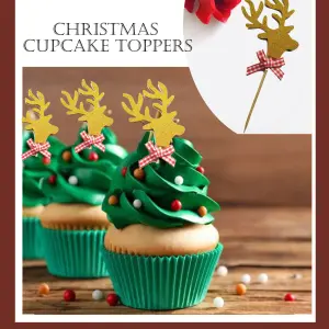 3 pcs Christmas reindeer cupcake topper