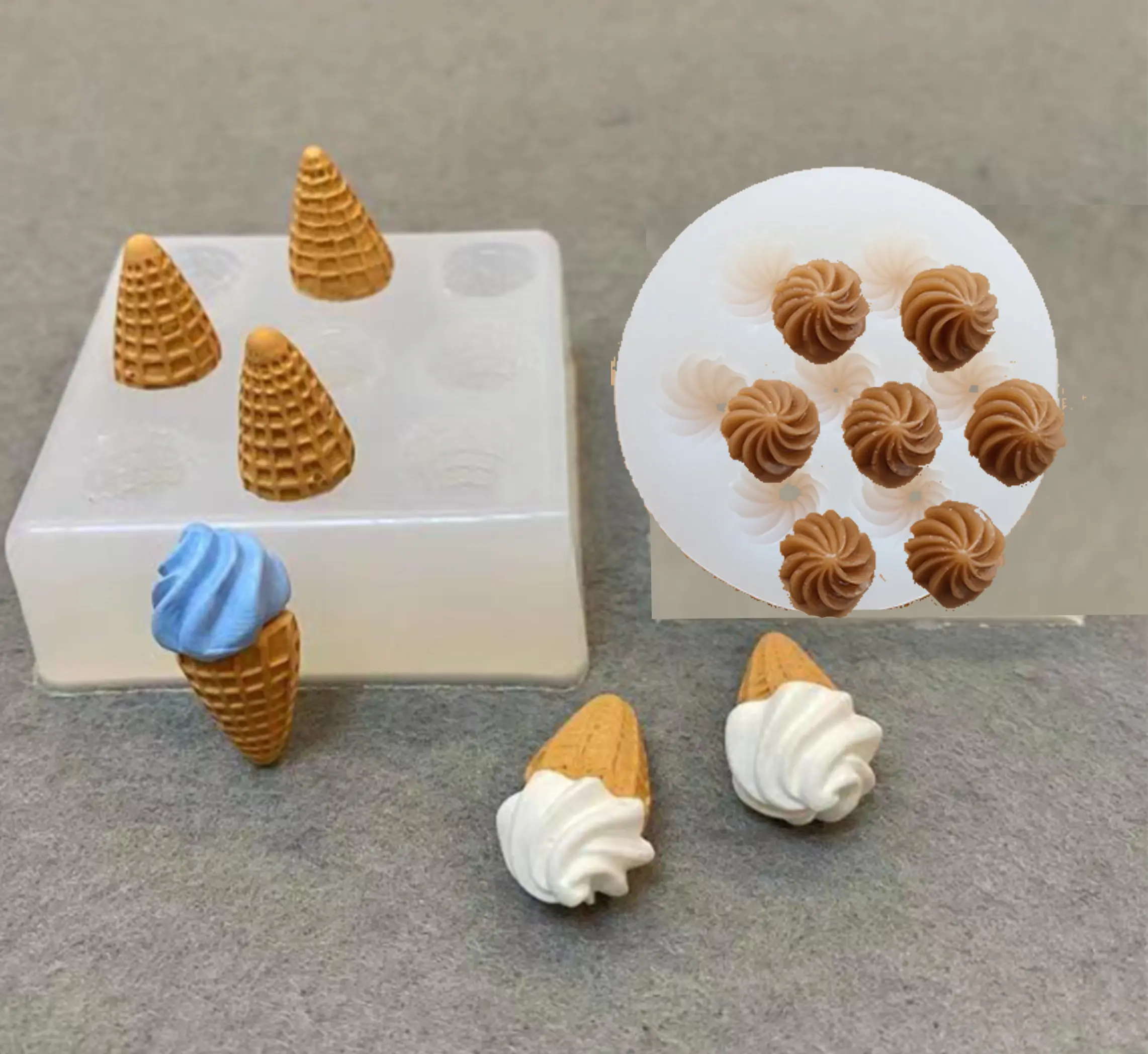 2 pcs Cone and swirl silicone mould