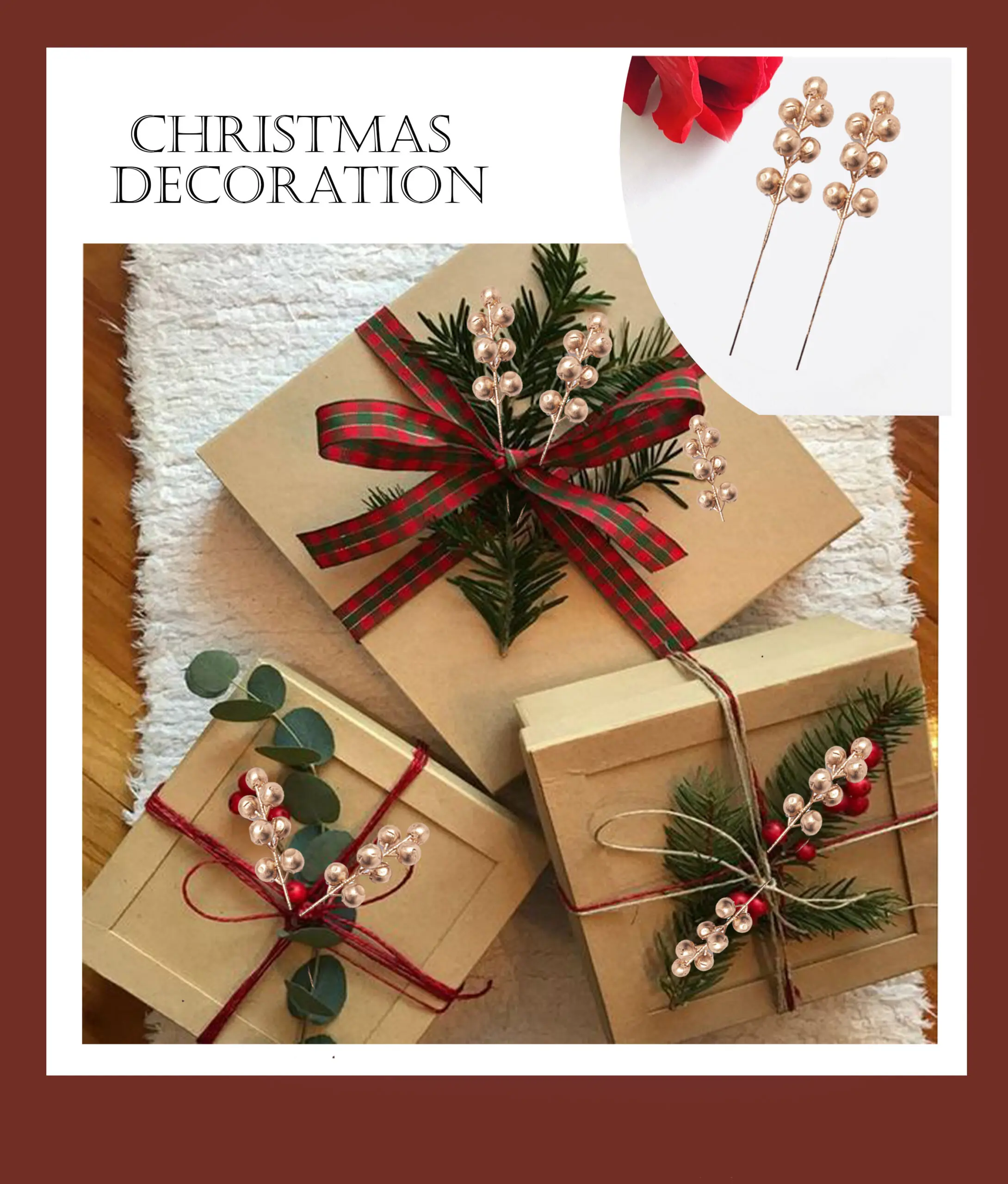 2 pcs golden ball stick Christmas theme topper/decoartion