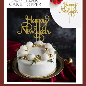 1 pcs golden happy new year cake topper