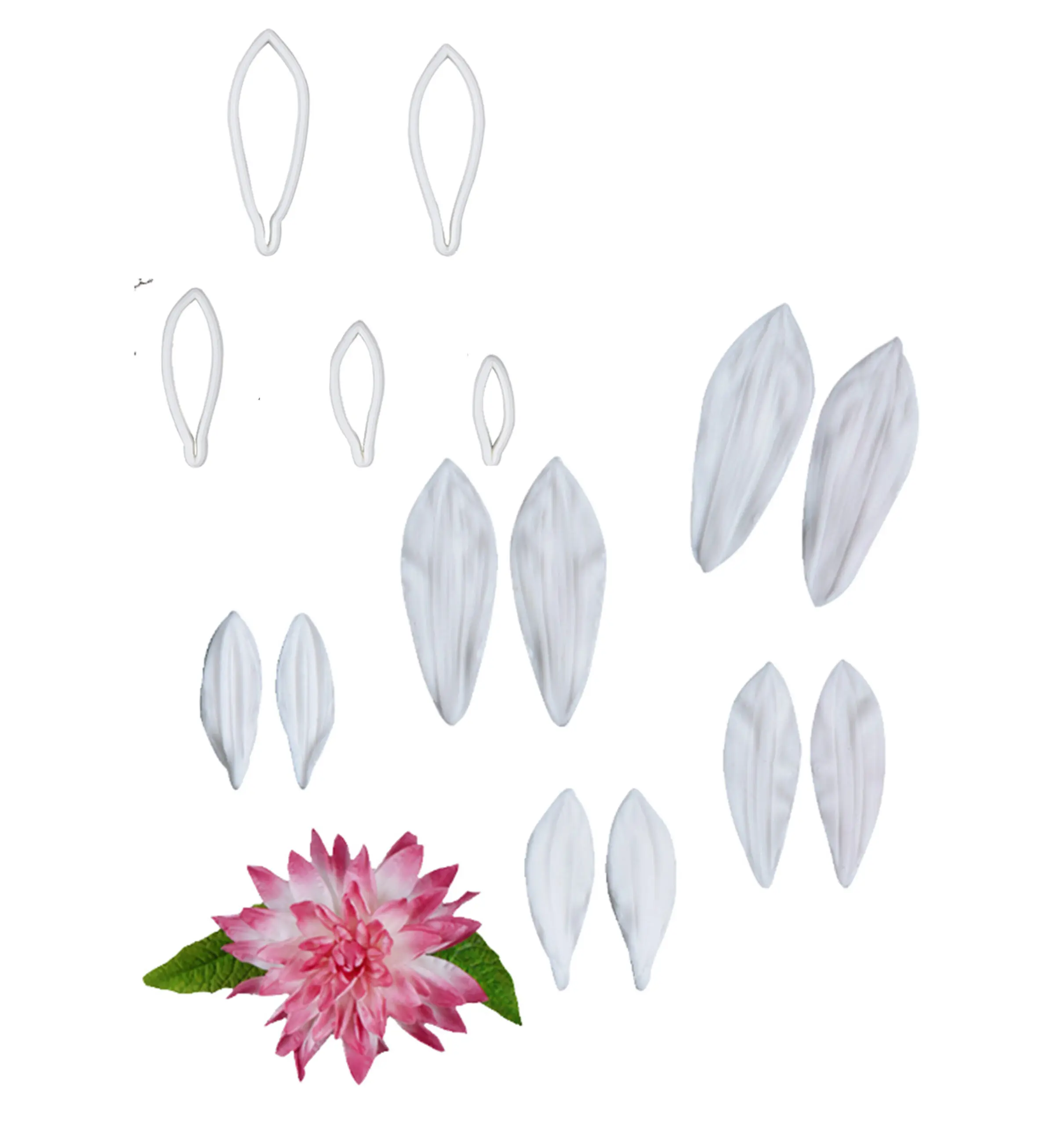 15 pcs Dahlia Flower petal veiner and cutter set (Copy)