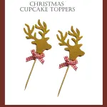 3 pcs Christmas reindeer cupcake topper