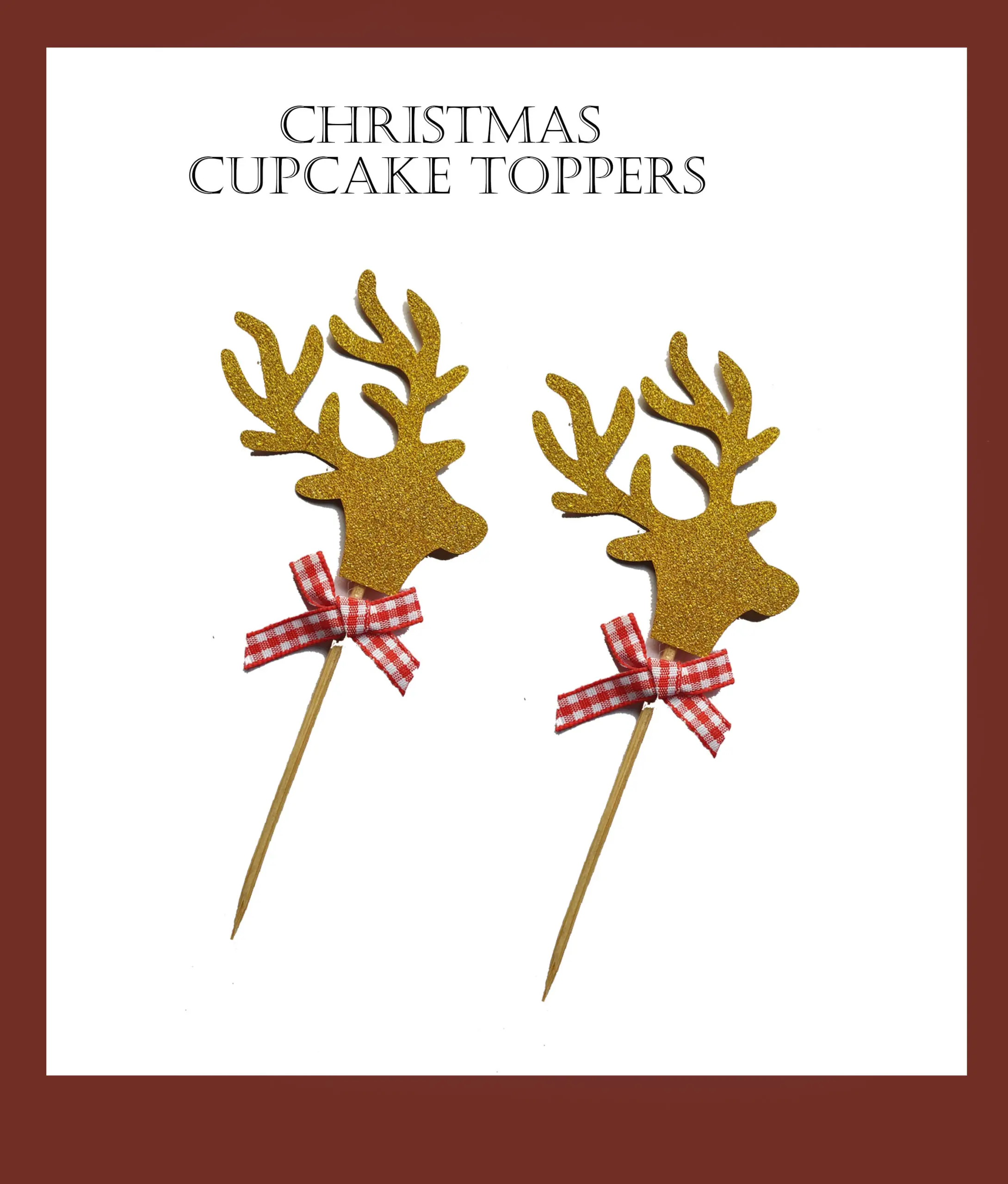3 pcs Christmas reindeer cupcake topper
